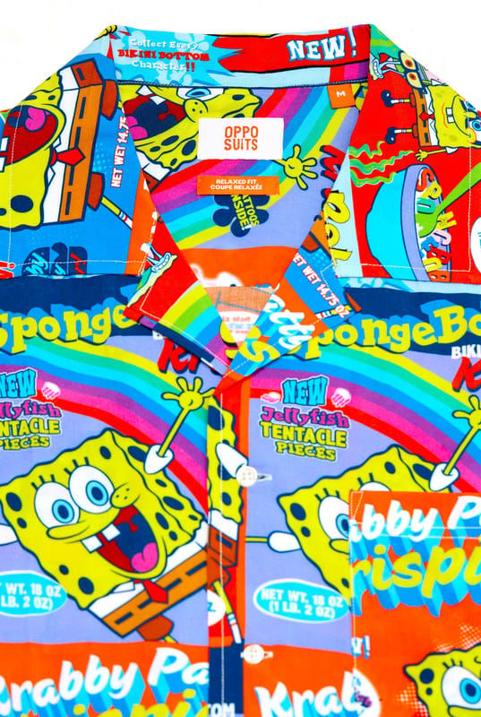 OppoSuits Shirt - SpongeBob™ Breakfast - Heren Overhemd - Korte Mouwen - Meerkleurig - M