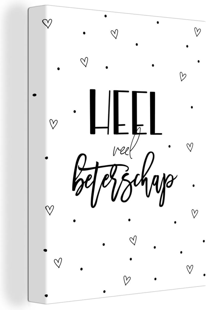 Canvas Schilderij Sterkte - Quote - Hart - Zwart wit - 60x80 cm - Wanddecoratie