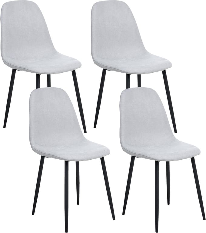CRANDALL - Eetkamerstoel set van 4 - Lichtgrijs - Polyester