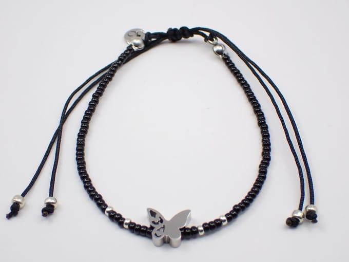 Colure® armband Miyuki glanzendzwart met symbool Vlinder