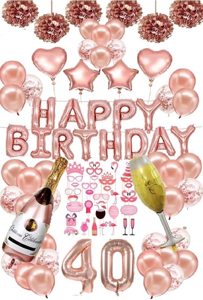 FeestmetJoep® 40 jaar verjaardag versiering & ballonnen - Rose goud