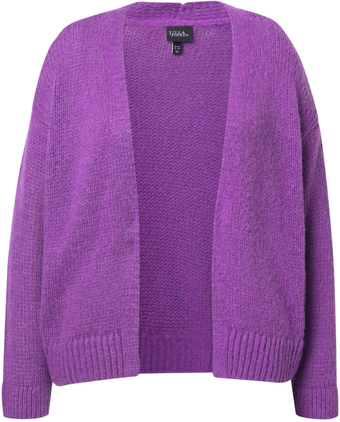 Ulla Popken - Dames - Vest kort oversized open model met wol - Purper - Maat 46+