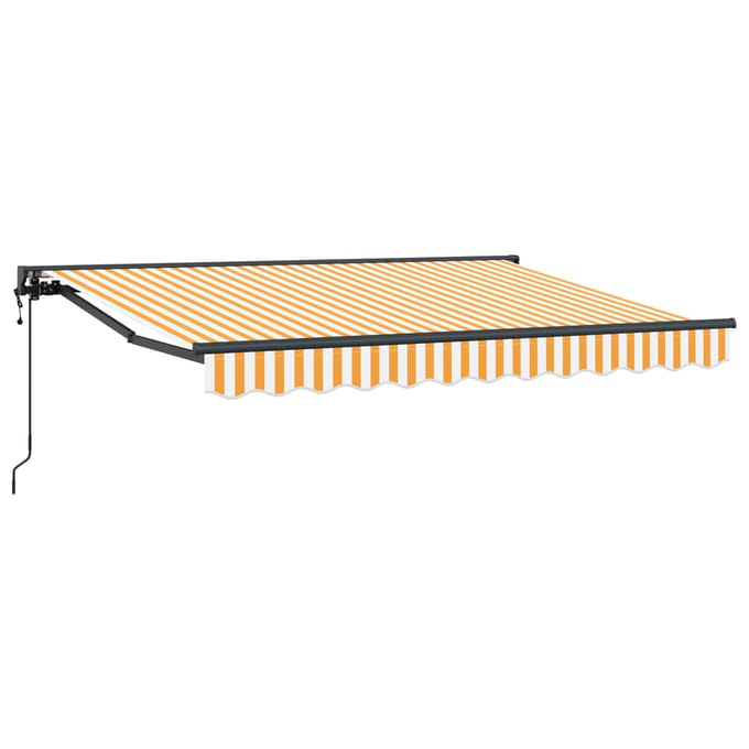 vidaXL - Elektrisch - Uitschuifbare - Zonneluifel - Geel - en - Wit - 3,5 - x - 2 - m