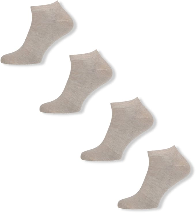Basset Bamboe - Unisex Sneakersokken - 4-pack - Maat 43/46 - Beige