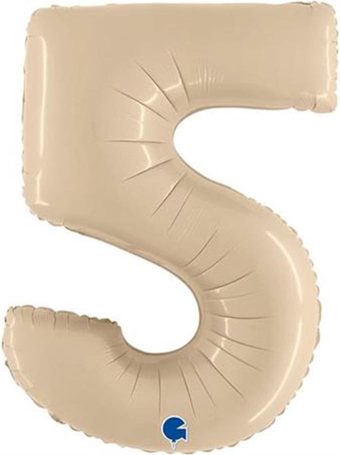 Folieballon Cijfer 5 Satin Cream - 100 cm