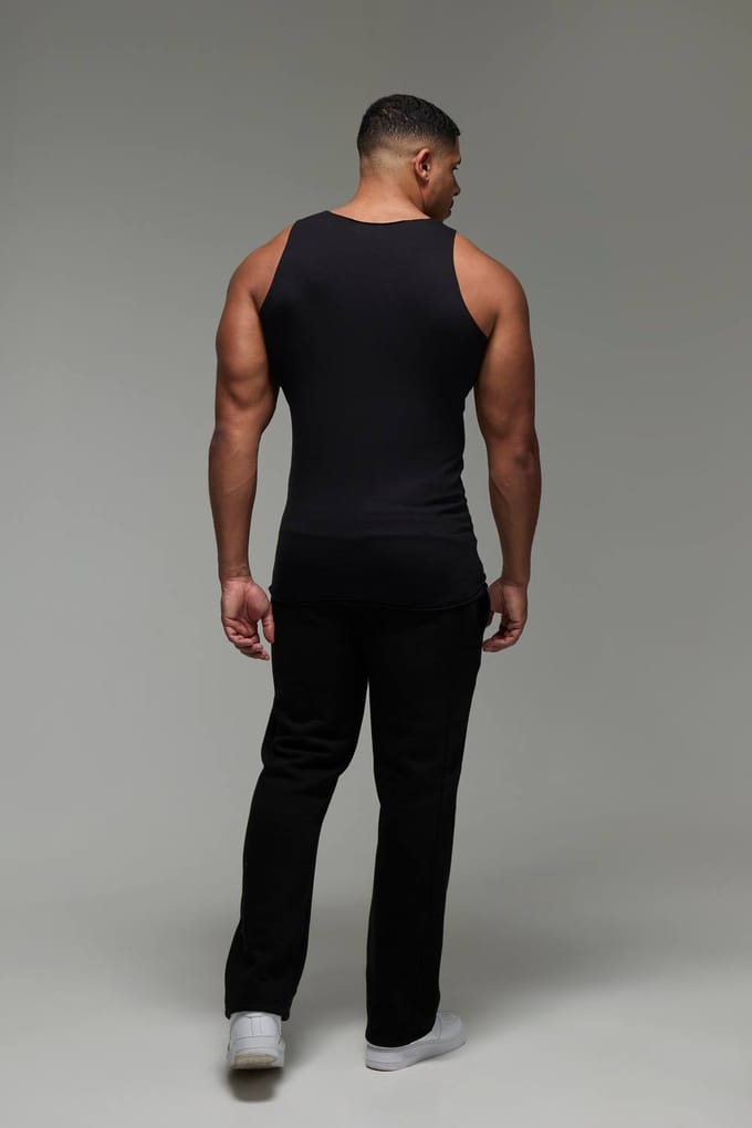 Man Active Gym Essential Muscle Fit Vest | Black | Size Medium