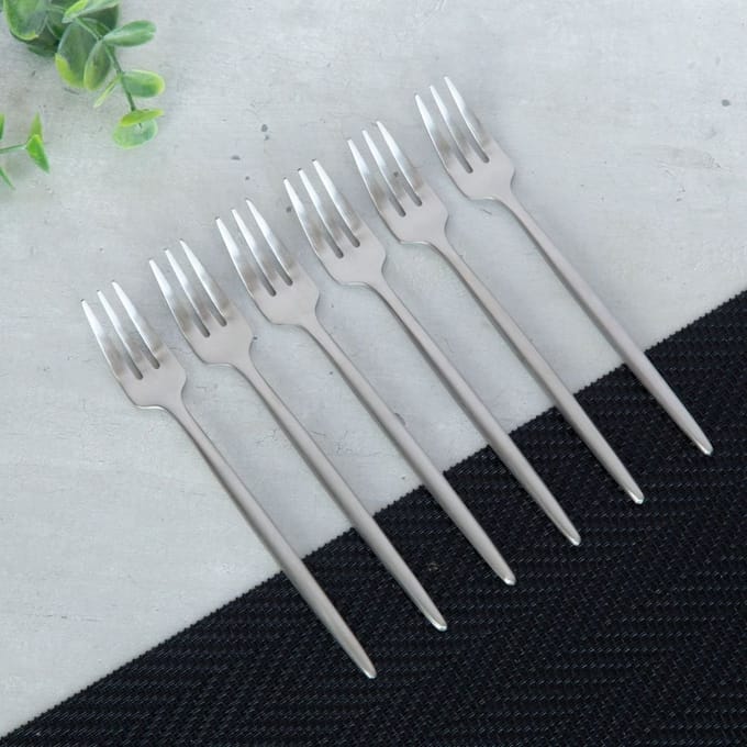 Lusso Elegante Taartvorkjes - Zilver - 6 Stuks