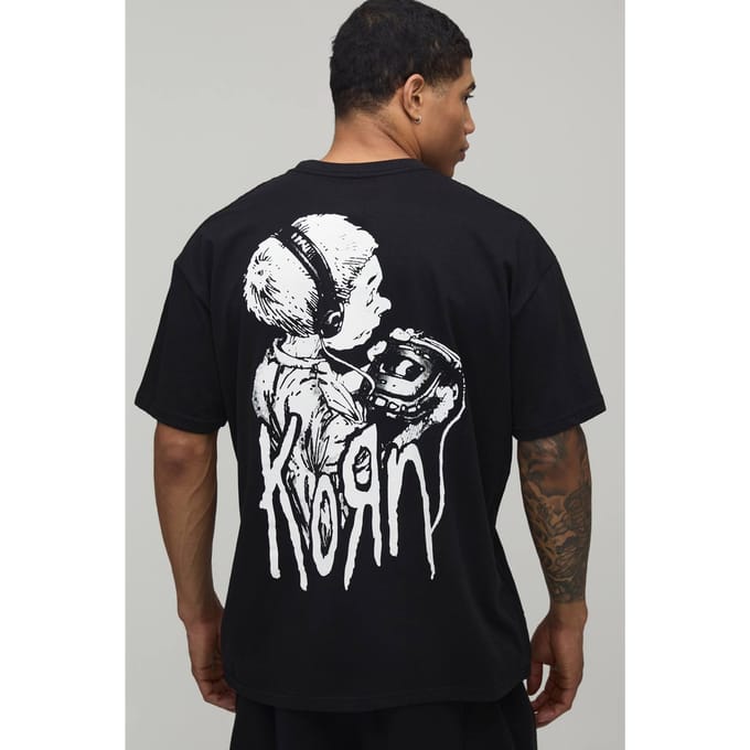 Korn Stereo Oversized License Print T-Shirt | Black | Size Medium
