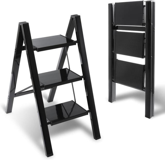 Lichte Vouwladder met 3 Treden van Aluminium - Antislip en Draagbaar