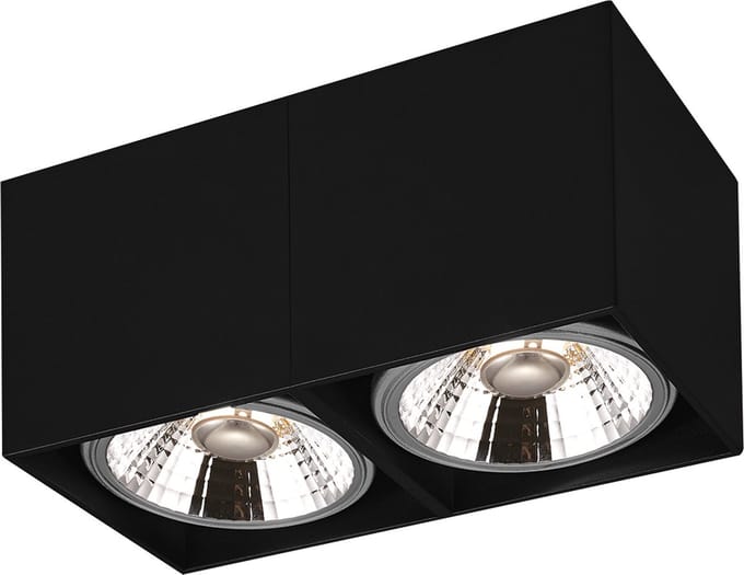 BOX-2L vierkant zwart incl. 2x AR111 12,4W 2700K