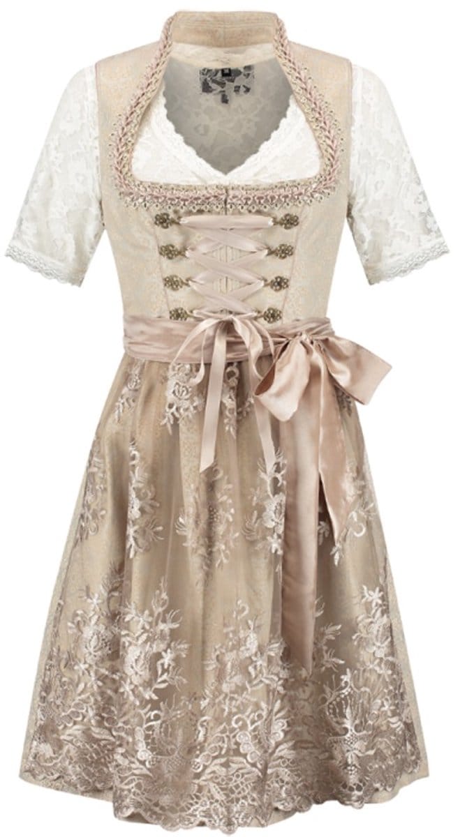 Oktoberfest Dirndl Deluxe - Jacquard Crème - Maat 40