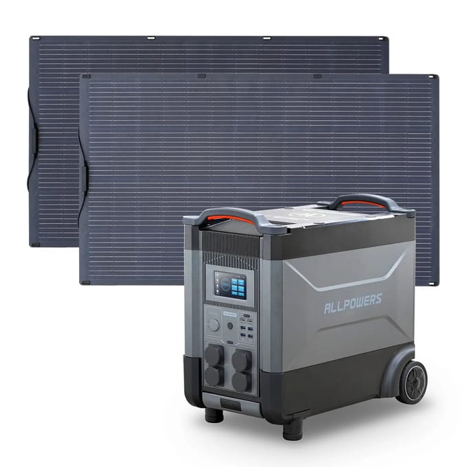 ALLPOWERS Solar Generator Kit 4000W (R4000 + SF200 200W Flexible Solar Panel) - R4000+2PCS SF200 200W Solar Panel
