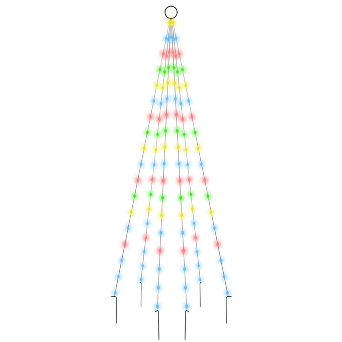 vidaXL - Vlaggenmast - kerstboom - 108 - LED's - meerkleurig - 180 - cm