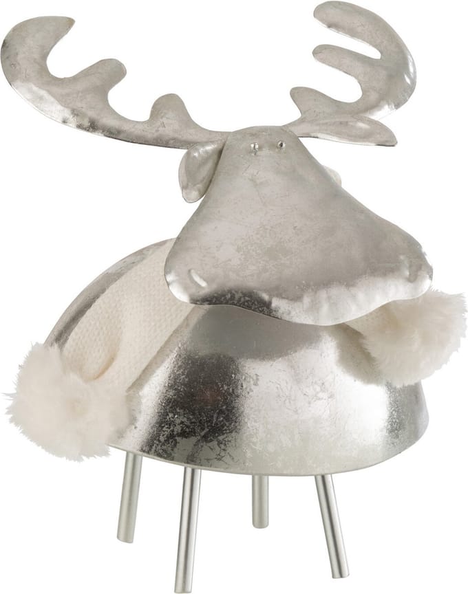 J-Line figuur Hert - metaal/textiel - zilver/wit - medium