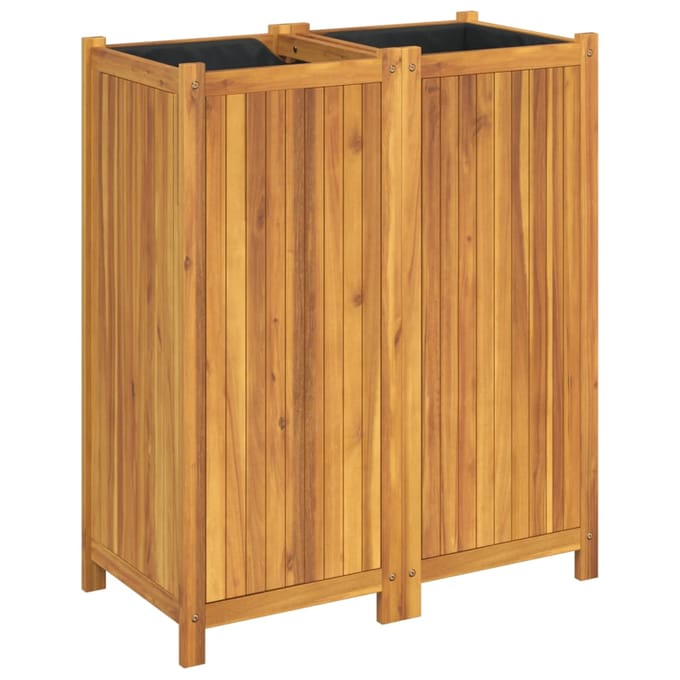 vidaXL - Plantenbak - met - voering - 84x42x100 - cm - massief - acaciahout
