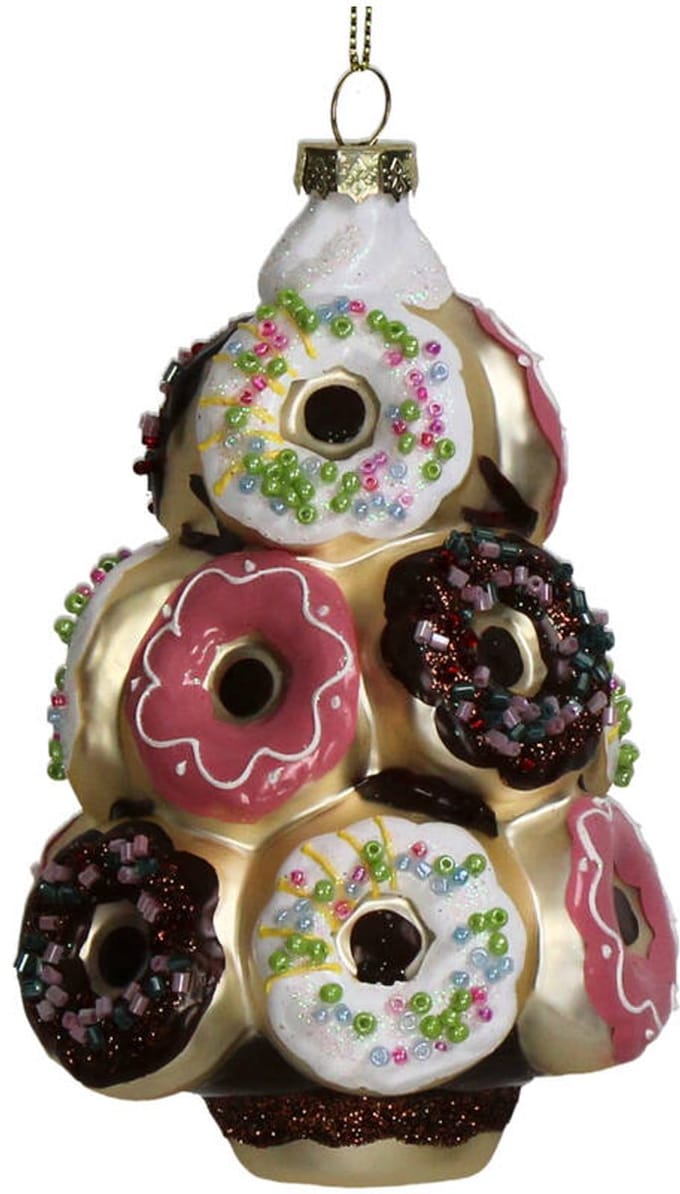 HD Collection glazen kerst ornament kersthanger donut stapel taart 12,7 cm