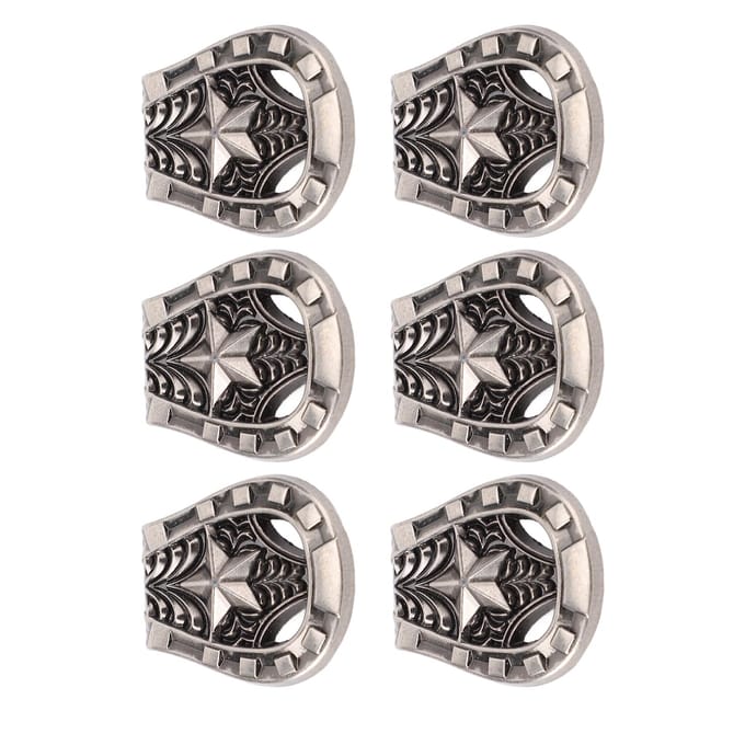 6 Set Schroefklinknagel voor Leer Legering 25x27mm Oud Zilver Hoefijzervorm met 4.5mm PH Schroeven gray