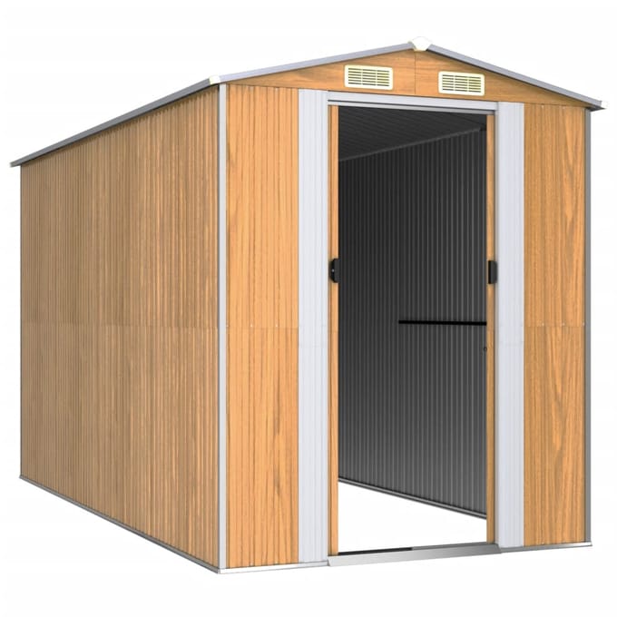 vidaXL - Tuinschuur - 192x357x223 - cm - gegalvaniseerd - staal - lichtbruin