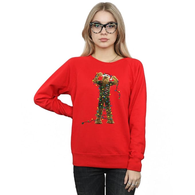 Star Wars Dames/Dames Chewbacca Kerstverlichting Sweatshirt (Rood)