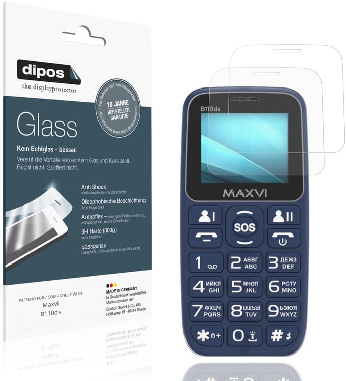 dipos – 2x Matte Pantserfolie geschikt voor Maxvi B110ds | 9H Screenprotector