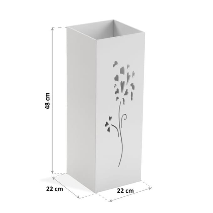 Porte-parapluie - VERSA - Flowers - Bois MDF - Blanc - 48 x 22 x 22 cm blanc