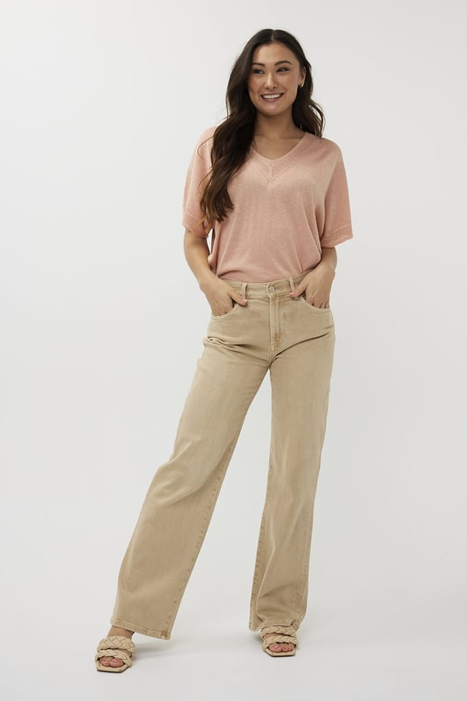 EsQualo Sweater Batwing Pointelle Lurex Light Apricot Taglia: S | Maglioni a maglia Outlet | Donna | Arancia