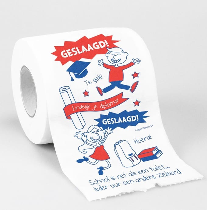 Cadeau toiletpapier/wc-papier rol geslaagd - Diploma behaald - Afstudeercadeau - Decoratie/versiering