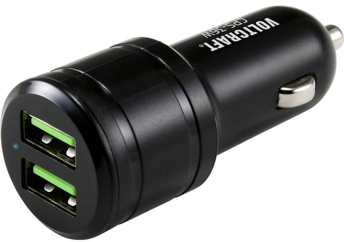 VOLTCRAFT CPS-36W USB-oplader 36 W 2x USB-A Zwart Auto