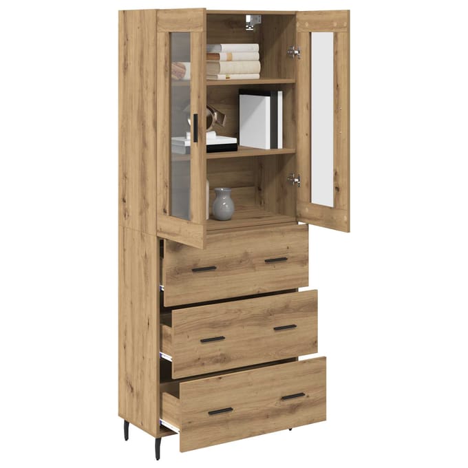 vidaXL - Highboard - 2 - st - Artisan - Eiken - 69,5 - x - 34 - x - 180 - cm - Bewerkt - hout