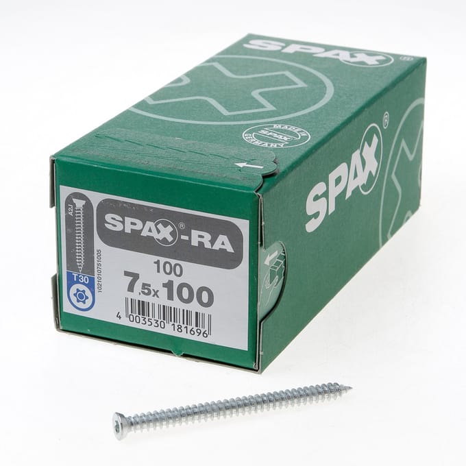 Spax - Kozijnschroeven - Torx 30 Platkop - 7,5 x 100mm - Voldraad - WIROX (100 stuks)