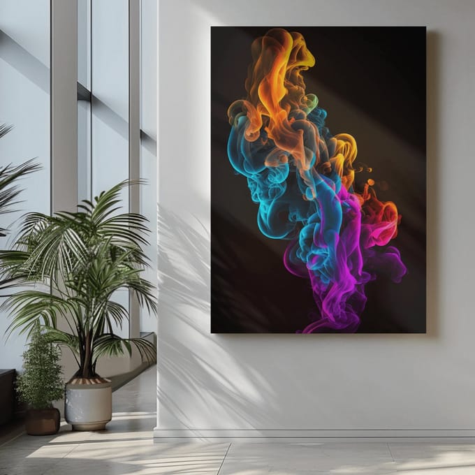 Canvas Schilderij - Abstract - Kleurrijke Rook - 90x60x2 cm