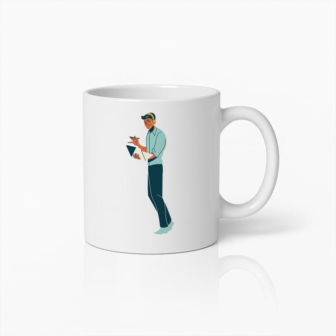 Gefocuste Professional Mok – Koffiebeker met Illustratie van Kantoormedewerker