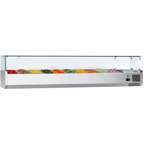 GGM Gastro Kühlaufsatzvitrine ECO - 2000x335mm - 10x GN 1/4 Zilver