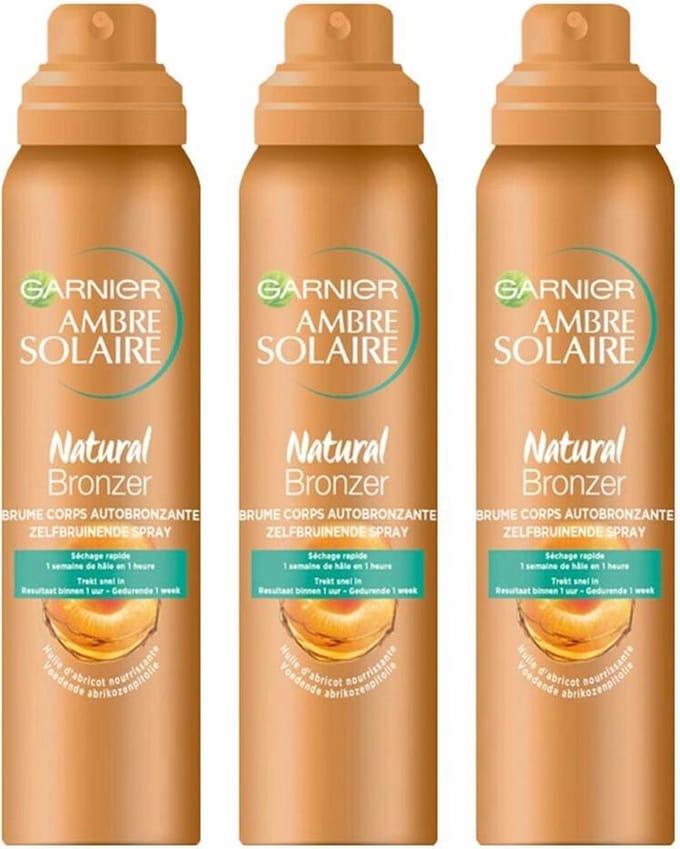 3x Garnier Ambre Solaire Natural Bronzer Zelfbruinende Spray Light 150 ml
