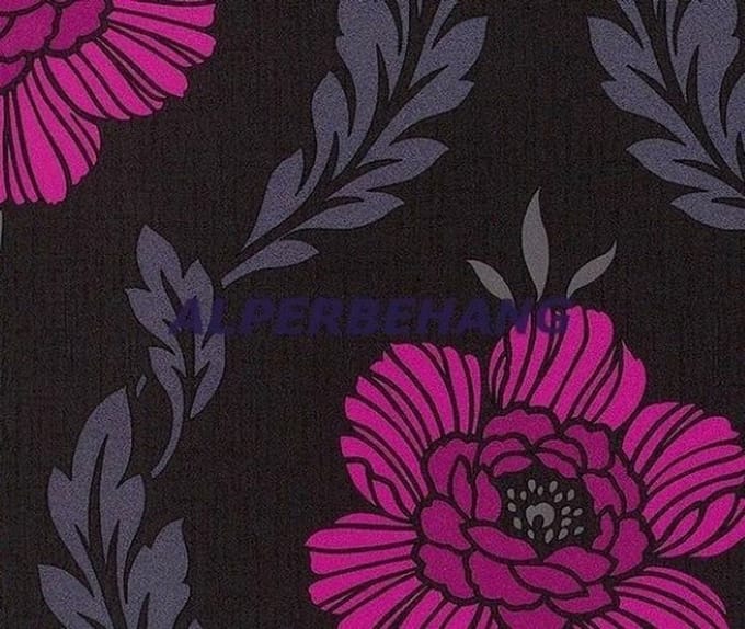 zwart roze grijs bloemen barok behang 211047