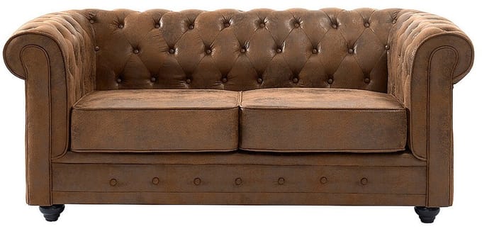 Vente-unique Tweezitsbank CHESTERFIELD van microvezel met vintage look