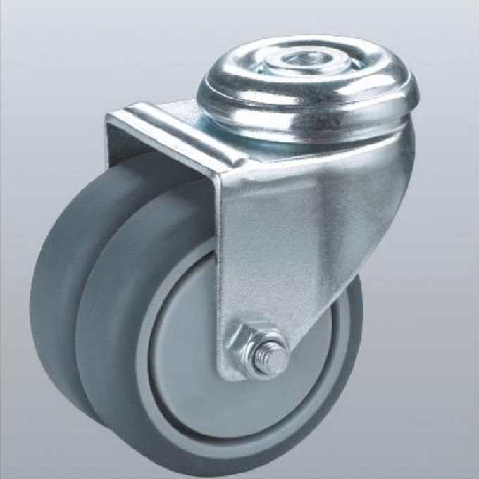 Dubbel zwenkwiel met centraal gat - 75mm - 150kg