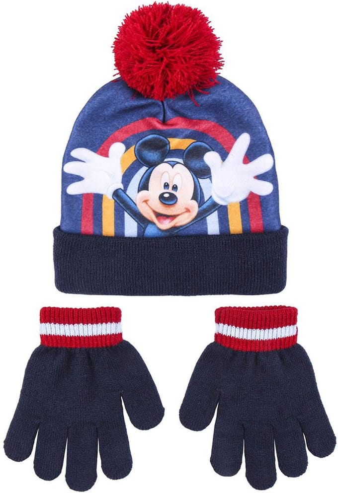 Disney Mickey Mouse 2-delig winterset - muts/handschoenen - blauw - voor kinderen