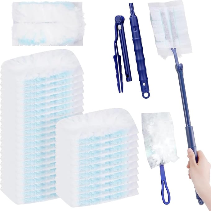 CRLYN® Telescopische Plumeau - Ragebol – Uitschuifbaar - Wit en Blauw