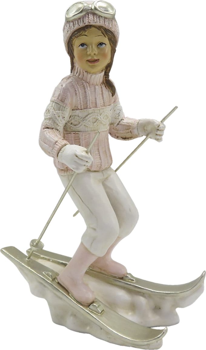 Clayre & Eef Beeld Kind 19 cm Roze Wit Kunststof