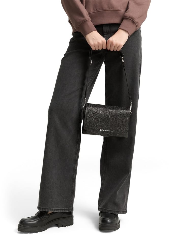 TOM TAILOR schoudertas koppeling Quinn Flap Bag No Zip Metallic Black antraciet
