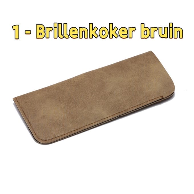 1 - Brillenkoker - Zacht leer - Waterdicht - Bruin