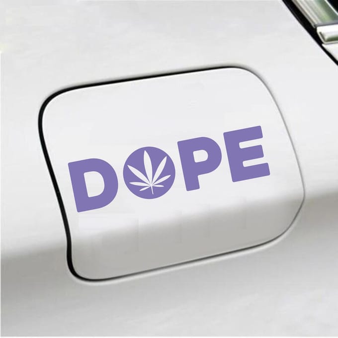 Bumpersticker - Dope - 4,5 X 17 - Paars