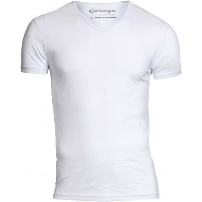 Garage 202 - Bodyfit T-shirt V-hals korte mouw wit M 95% katoen 5% elastan