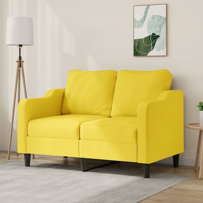 vidaXL - Tweezitsbank - 120 - cm - stof - lichtgeel