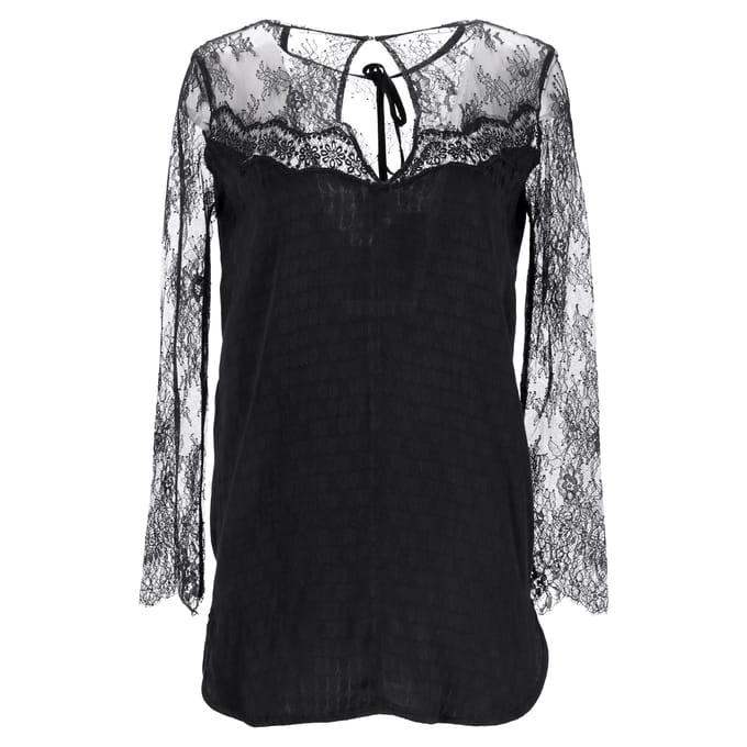 Sandro Paris blouse met kanten details in zwart polyester