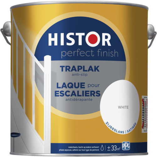 Histor Perfect Finish Traplak - Anti-Slip - Krasvast en Slijtvast - Sneldrogend - 2.5L - Wit