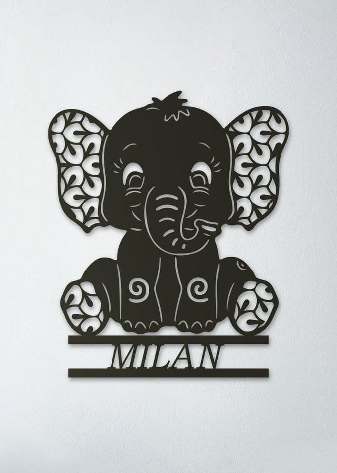 Wanddecoratie kinderen | Baby olifant - L (60x60cm)