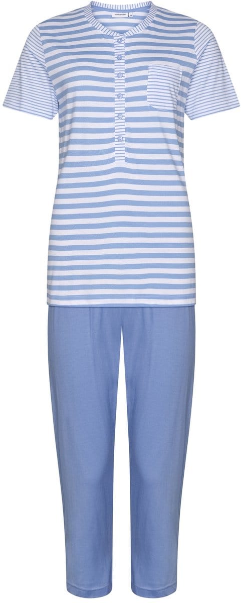 Pastunette Pyjama Soft Blue - Wit/Blauw Gestreept - Katoen - Maat 36