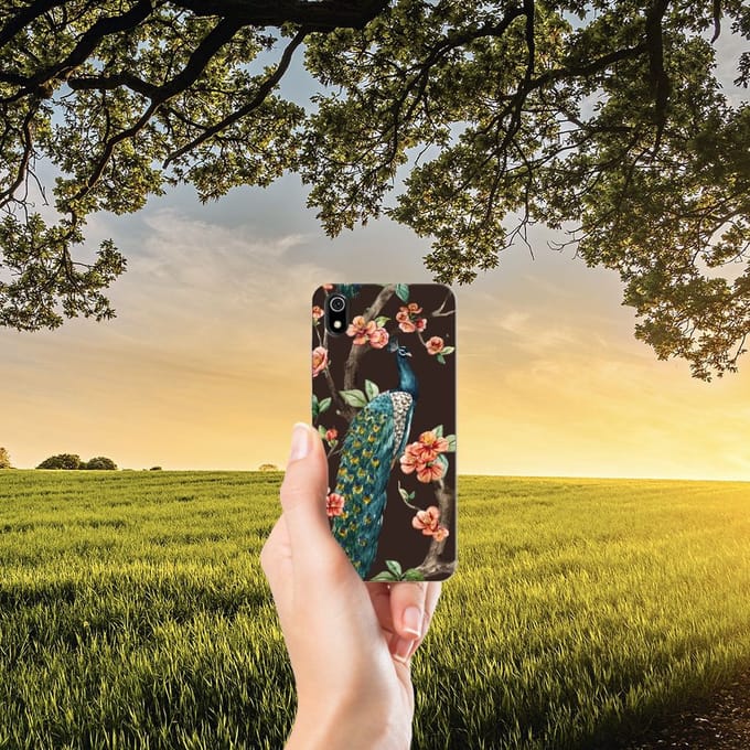Xiaomi Redmi 7A TPU Hoesje Pauw met Bloemen